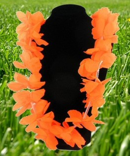 Kalung Bunga Hawaii Oranye Pendukung Bola Piala Dunia (12 Pcs)