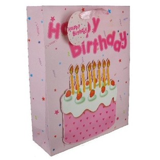 Paper Bag Happy Birthday Pink (12 pcs)