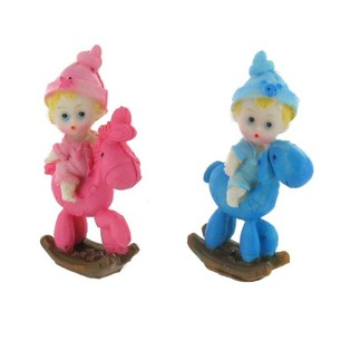 Topper Kue Lahiran - Bayi di atas Kuda Goyang 9 cm (8 pcs)