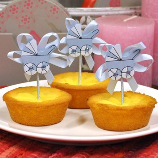 Topper Cupcake Kelahiran - Kereta Bayi Biru (12 pcs)
