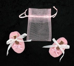 Sepatu Bayi Mini Dekoratif dengan Kantong Hadiah - Merah Muda (12 Pasang)