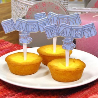 TUSUKAN CUPCAKE KELAHIRAN - BABY BLUE (12 pcs)