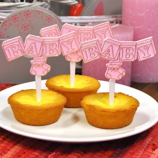Tusukan Cupcake Kelahiran - Baby Pink (12 pcs)