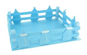 Keranjang Dekorasi Biru dengan Botol Susu Bayi (2 pcs)