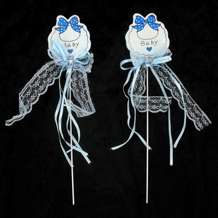 TUSUKAN KUE KELAHIRAN BAYI - BIRU MUDA (12 pcs)