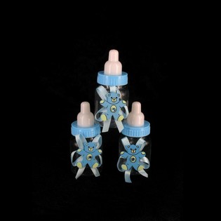 BOTOL MINUM DEKORATIF BIRU DENGAN BERUANG (12 pcs)