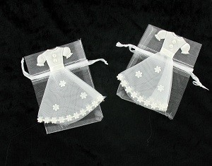 Kantong Souvenir Pernikahan Motif Gaun Pengantin (12 pcs)