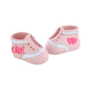 Topper Kue Kelahiran - Sepatu Bayi Merah Muda (2 pcs)
