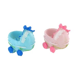 Topper Kue Kelahiran - Kereta Bayi - Merah Muda/Biru (2 pcs)