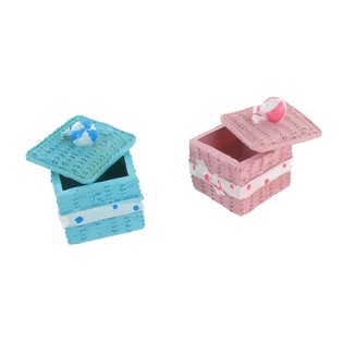 Kotak Penyimpanan Dekoratif - Merah Muda/Biru (Isi 2 Pcs)