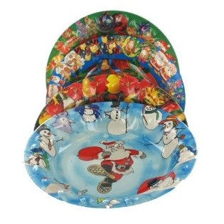 Piring Natal Plastik Cekung (9 pcs)