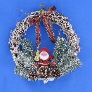 Gantungan Pintu Natal Mewah Ukuran Kecil dengan Efek Salju