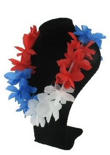 Kalung Hawaii - Merah/Putih/Biru (12 pcs)