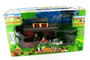 Set Mainan Peternakan dengan Rumah Gaya Western & Hewan
