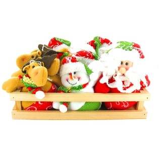 BONEKA SALJU & SINTERKLAS MEWAH DALAM KOTAK KAYU - MODEL 2 (12 buah)