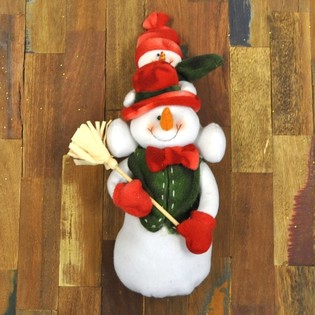 Boneka Salju Plush dengan Bayi Salju di Pundak 38 cm (1 pcs)