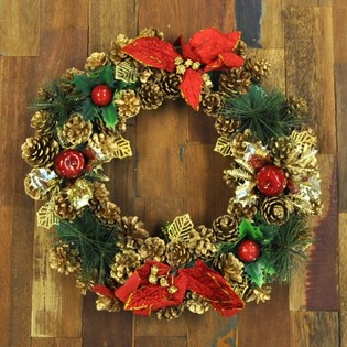 Lingkaran Daun Natal Mewah