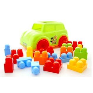 Mobil Mainan dengan Balok Susun Besar (2 pcs)
