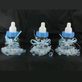 Botol Susu Dekorasi Biru dengan Rumbai (6 pcs)