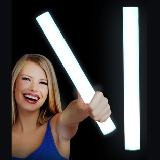 Stick LED Foam Warna Tunggal - Tongkat Lampu Pesta - PUTIH (24 pcs)