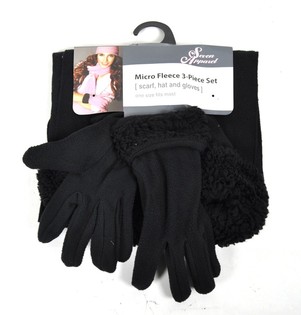 Set Micro Fleece 3 Buah Hitam