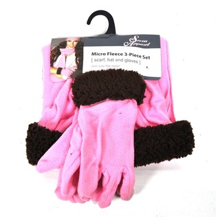 Set 3 potong micro fleece merah muda