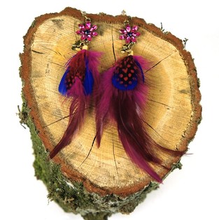 Anting Bulu dengan Manik Strass (1 pc)