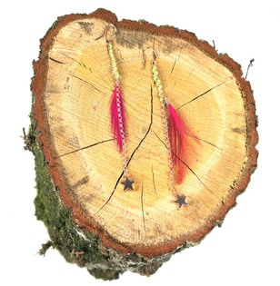 Anting Bulu Gaya Ibiza Pink/Hijau (1 pcs)