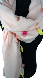 Syal Mewah Gaya Ibiza Warna Salem dengan Rumbai (1 pcs)