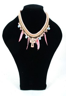 Kalung Gaya Ibiza Mewah Merah Muda (1 pcs)