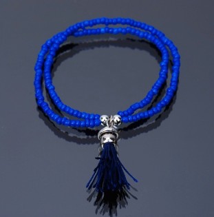 Gelang Gaya Ibiza dengan Rumbai Biru (1 pc)