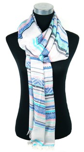 Syal Mewah Gaya Ibiza Perak/Biru/Salem (1 pc)
