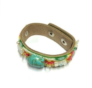 Gelang Gaya Ibiza dengan Buddha Hijau (1 pcs)