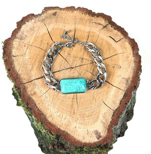 Gelang Rantai Gaya Ibiza Perak/Biru (1 pc)
