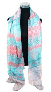 Syal Gaya Ibiza Merah Muda/Turquoise (1 pcs)