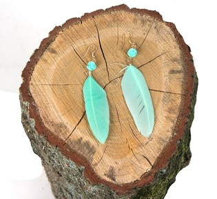 Anting Bulu Mint Gaya Ibiza (1 pcs)