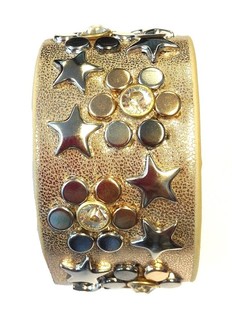 Gelang Lebar Mewah Taupe dengan Studs (1 pc)