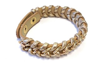 Gelang Anyaman Gaya Ibiza Emas/Cokelat (1 pcs)