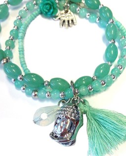 Gelang Elastis Gaya Ibiza Mint Buddha (1 pcs)