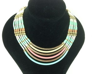 Kalung Mewah Gaya Ibiza Toska / Krem / Emas (1 pc)