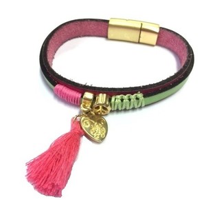 Gelang Mewah Hati Hijau/Merah Muda (1 pcs)
