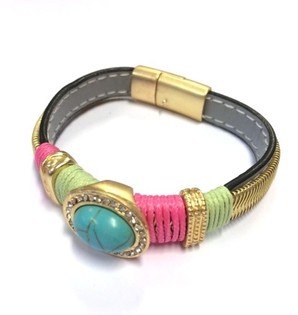 Gelang Mewah Gaya Ibiza Abu-abu/Hijau/Turki