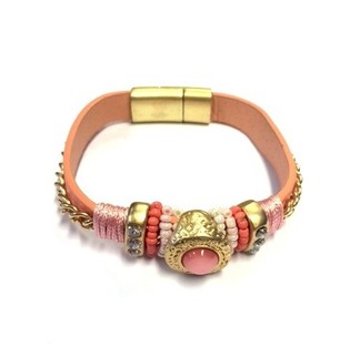 Gelang Mewah Gaya Ibiza Merah Muda / Emas (1 pcs)