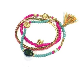 Gelang Elastis 3 Lapis Gaya Ibiza (1 pcs)