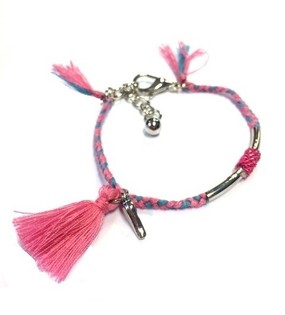 Gelang Kepang Gaya Ibiza Biru & Merah Muda (1 pcs)