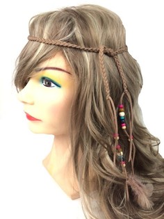 BANDO RAMBUT GAYA IBIZA DENGAN MANIK-MANIK COKELAT (1 pcs)