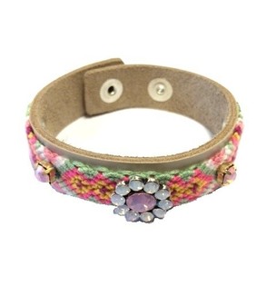 Gelang Mewah Gaya Ibiza Krem/Taupe Bunga (1 pc)