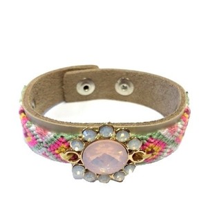 Gelang Mewah Gaya Ibiza Krem/Taupe dengan Bunga (1 pc)