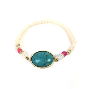 Gelang Putih Gaya Ibiza dengan Batu (1 pcs)