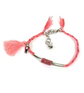 Gelang Anyaman Gaya Ibiza Merah Muda (1 pcs)